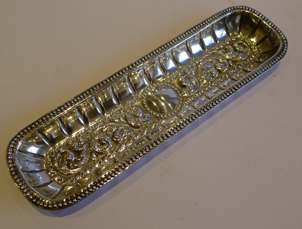 Antique English Sterling Silver Pen Tray by John Grinsell - 1899