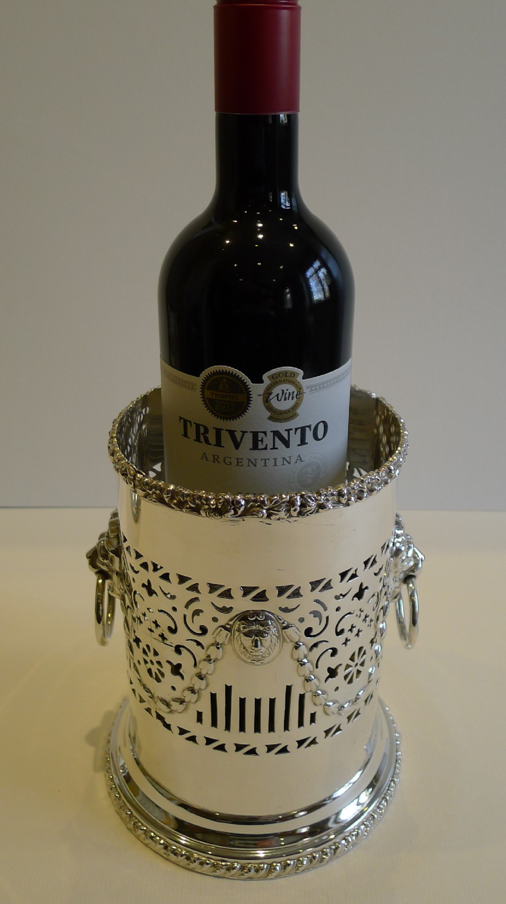 Handsome Antique English Silver Plated Bottle Holder c.1900