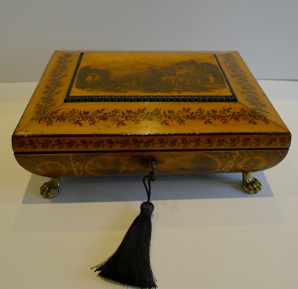 Fine Quality English Regency Penwork Jewellery Box c.1820