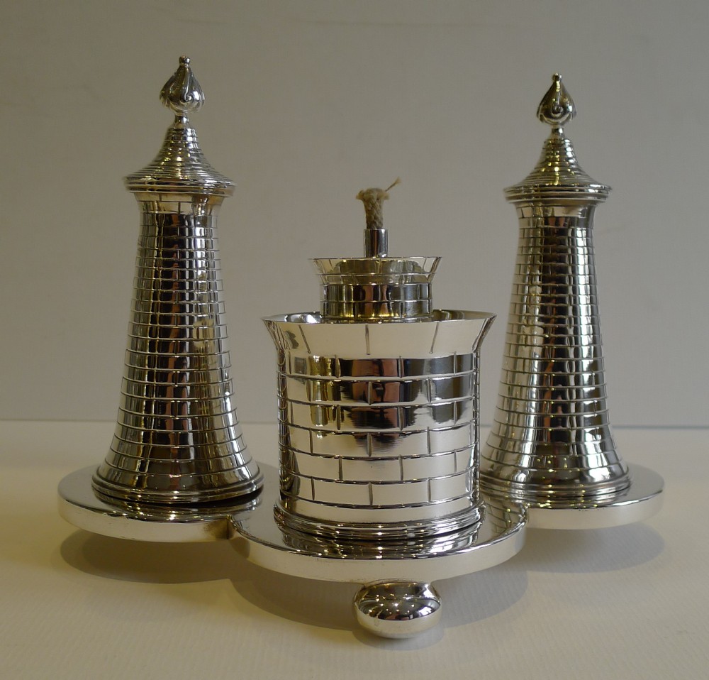 Unusual Antique Novelty English Table Lighter In Silver Plate c.1890