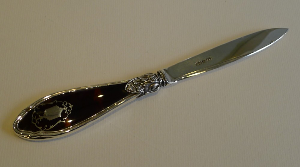 English Sterling Silver & Tortoise Shell Letter Opener - 1933