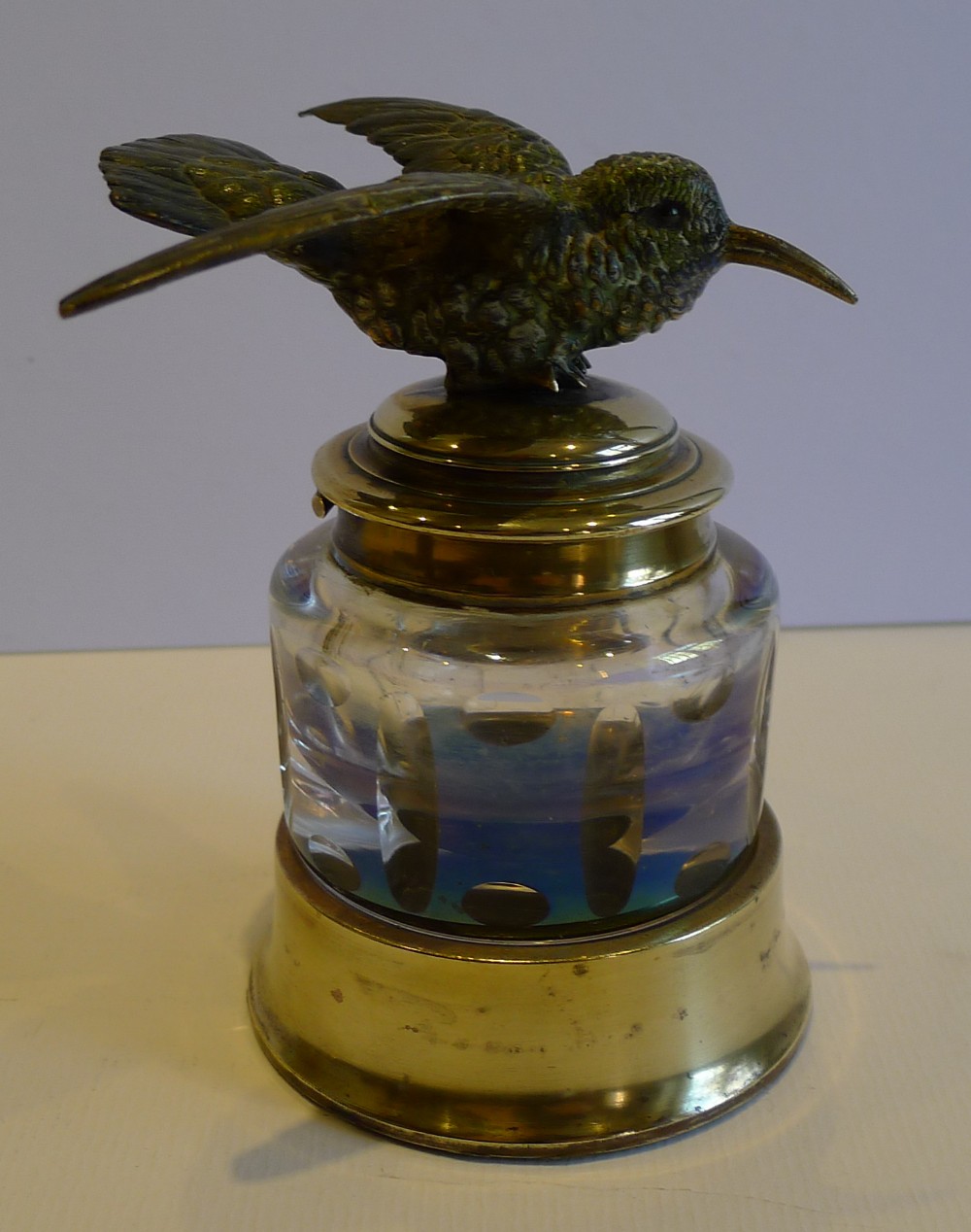Magnificent Antique Austrian Cold Painted Bronze Inkwell c.1900 - Bird