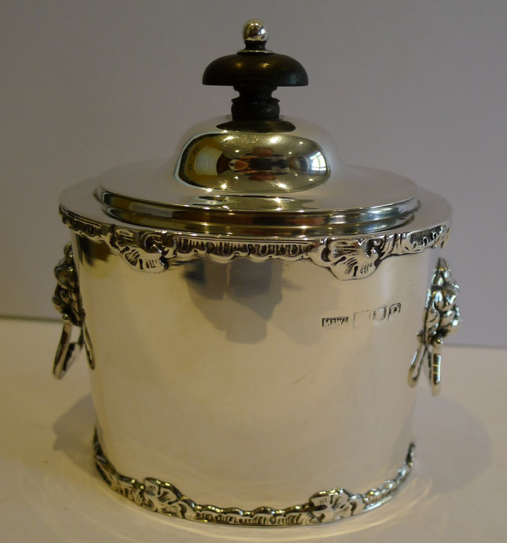 Handsome Antique English Sterling Silver Tea Caddy by Mappin & Webb