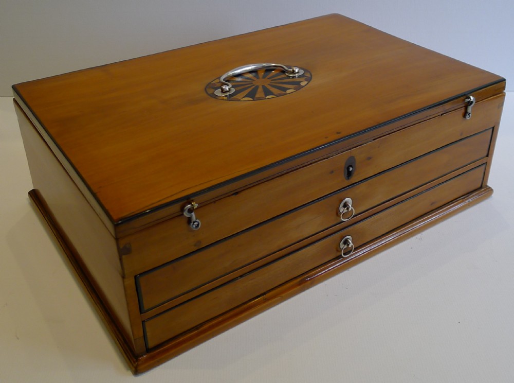 Rare Sheraton Apple Wood Jewellery Box With Original Interior c.1790