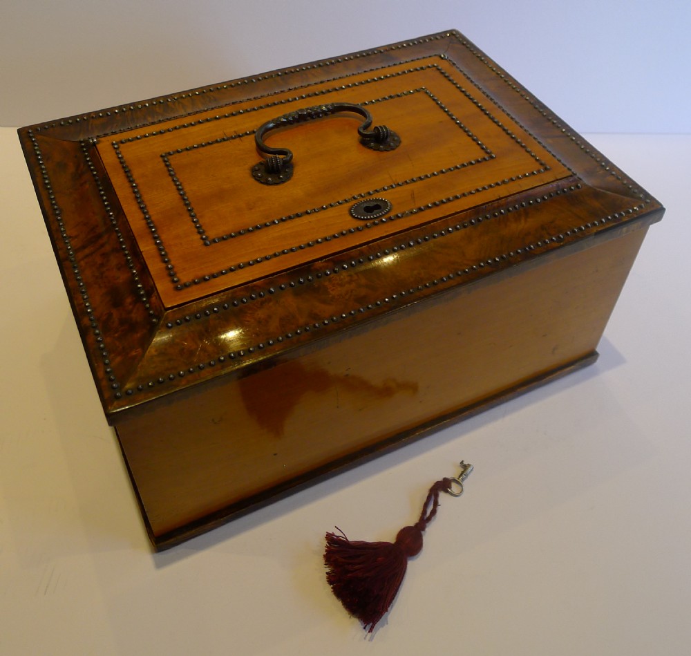 Unusual Antique French Satinwood & Burr Thuya Wood Box c.1820