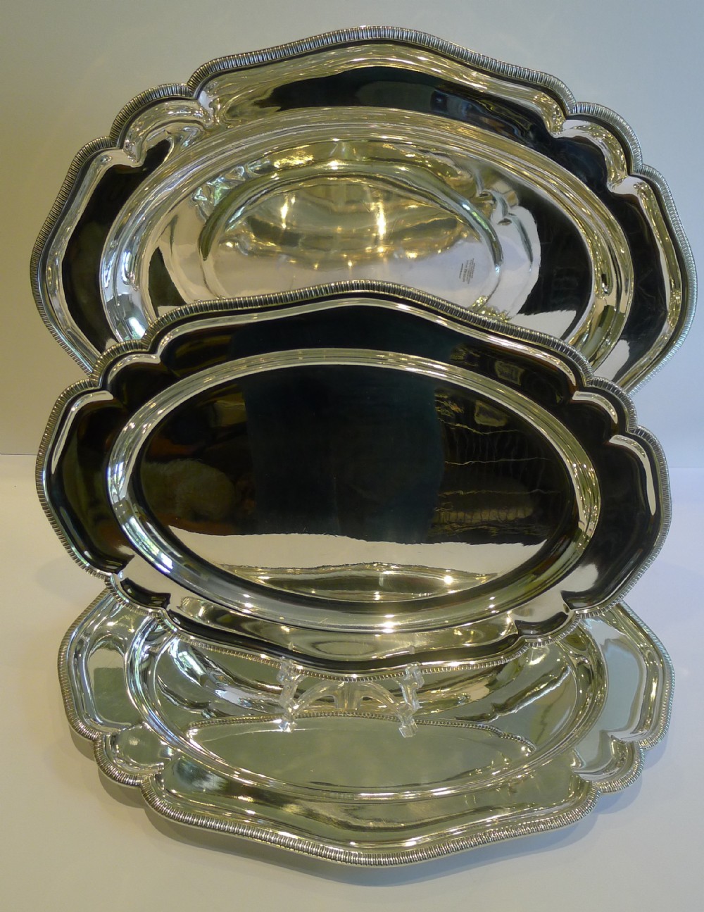 Fabulous Set 3 Graduated Serving Platters by Goldsmith's & Silversmith's Company, London