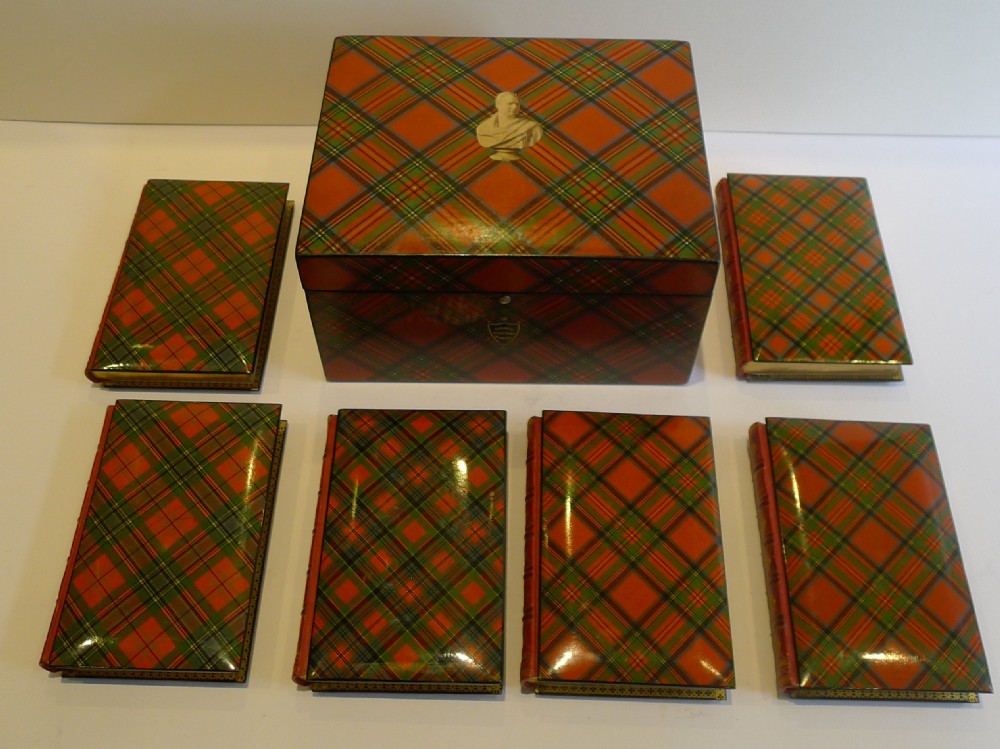 Magnificent & Rare Tartan Ware Box Containing Scott's Poetical Works c.1870