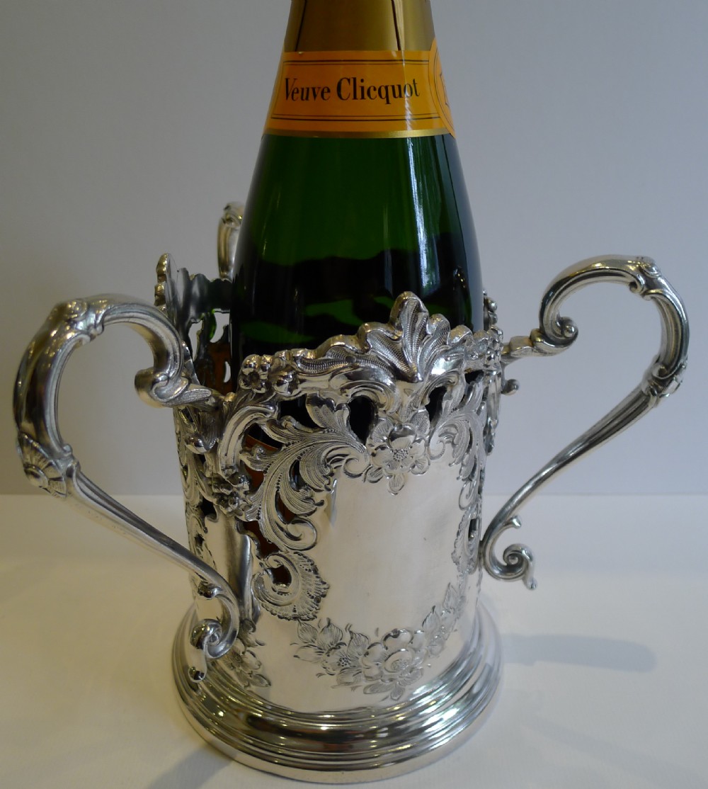 Fabulous Antique English Wine or Champagne Holder - Unusual Three Handled c.1890