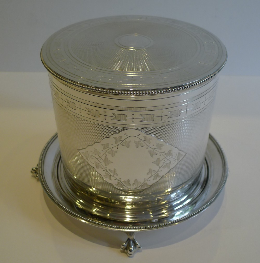 Antique English Silver Plated Biscuit Box by Elkington - 1873