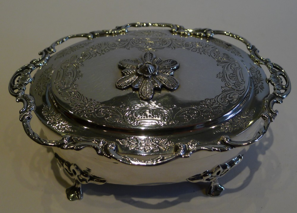 Pretty Antique English Sterling Silver Jewellery Box - 1906