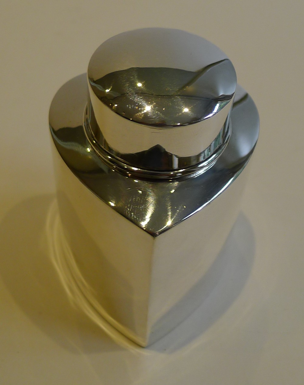 Antique English Sterling Silver Heart Shaped Tea Caddy - 1894