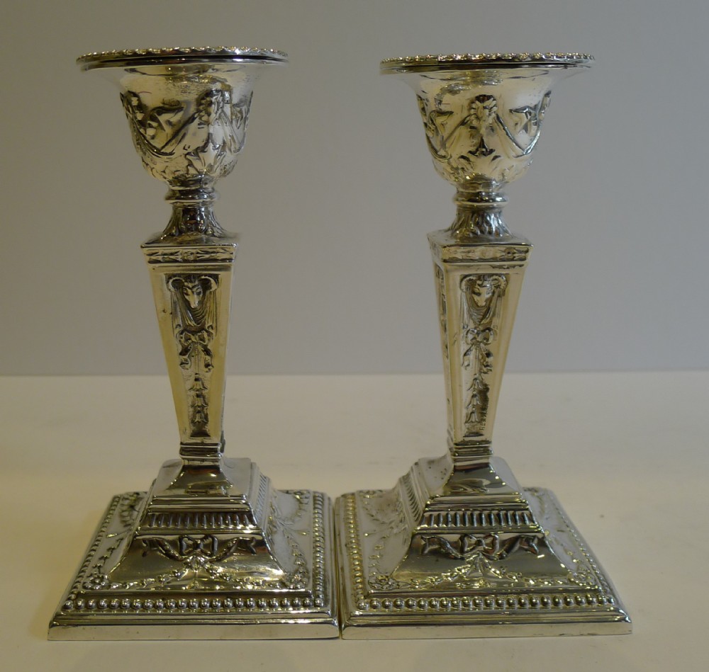 Antique English Silver Plated Candlesticks c.1890