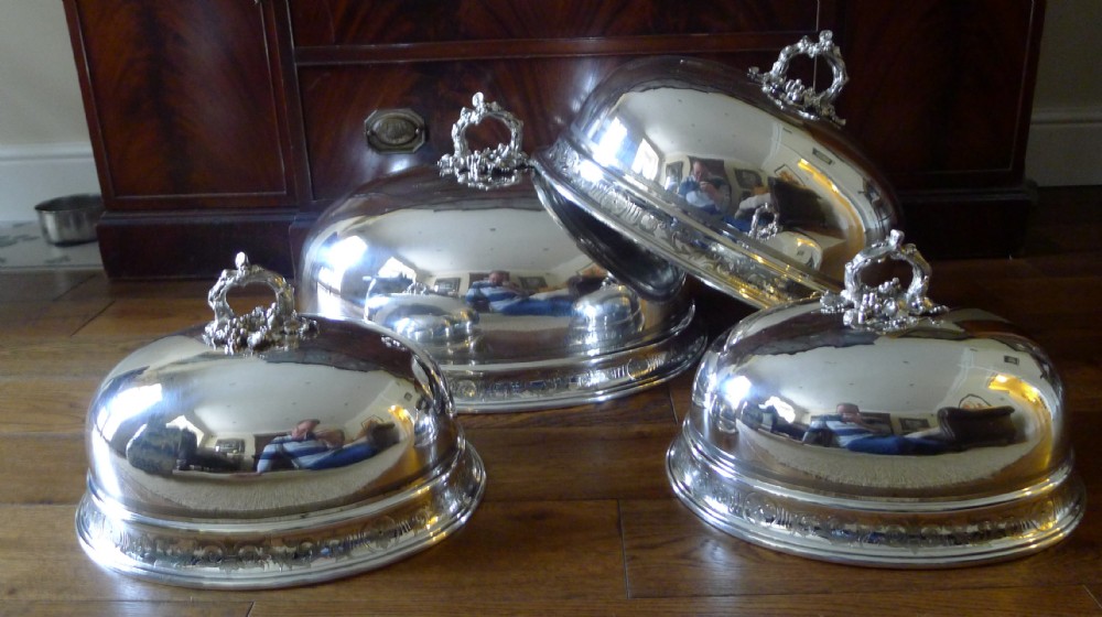 Magnificent Antique English Set Four Graduated Food or Meat Covers c.1880