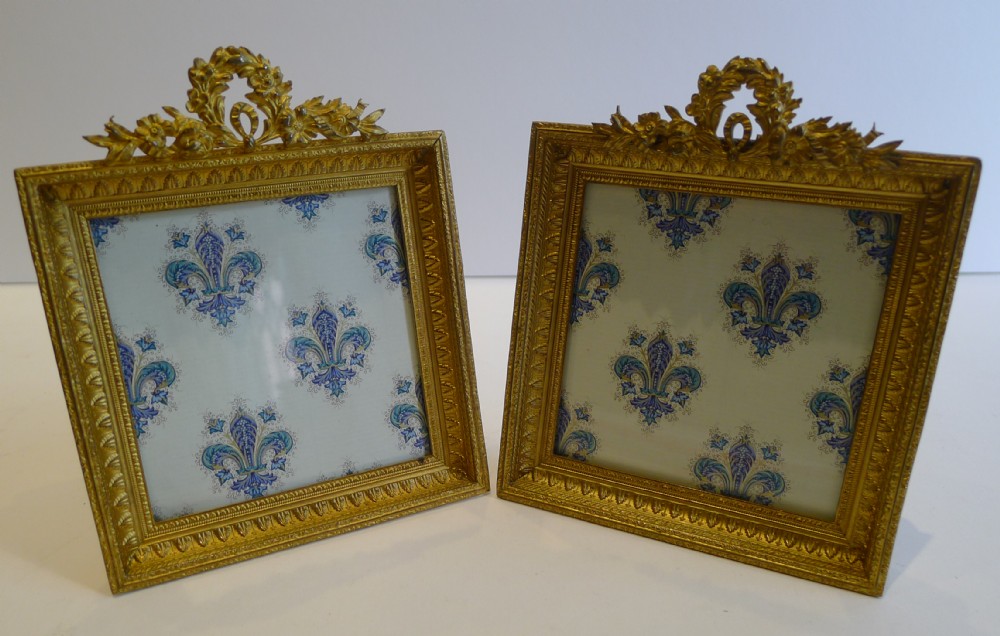Superb Pair Antique French Gilded Bronze Photograph Frames c.1870