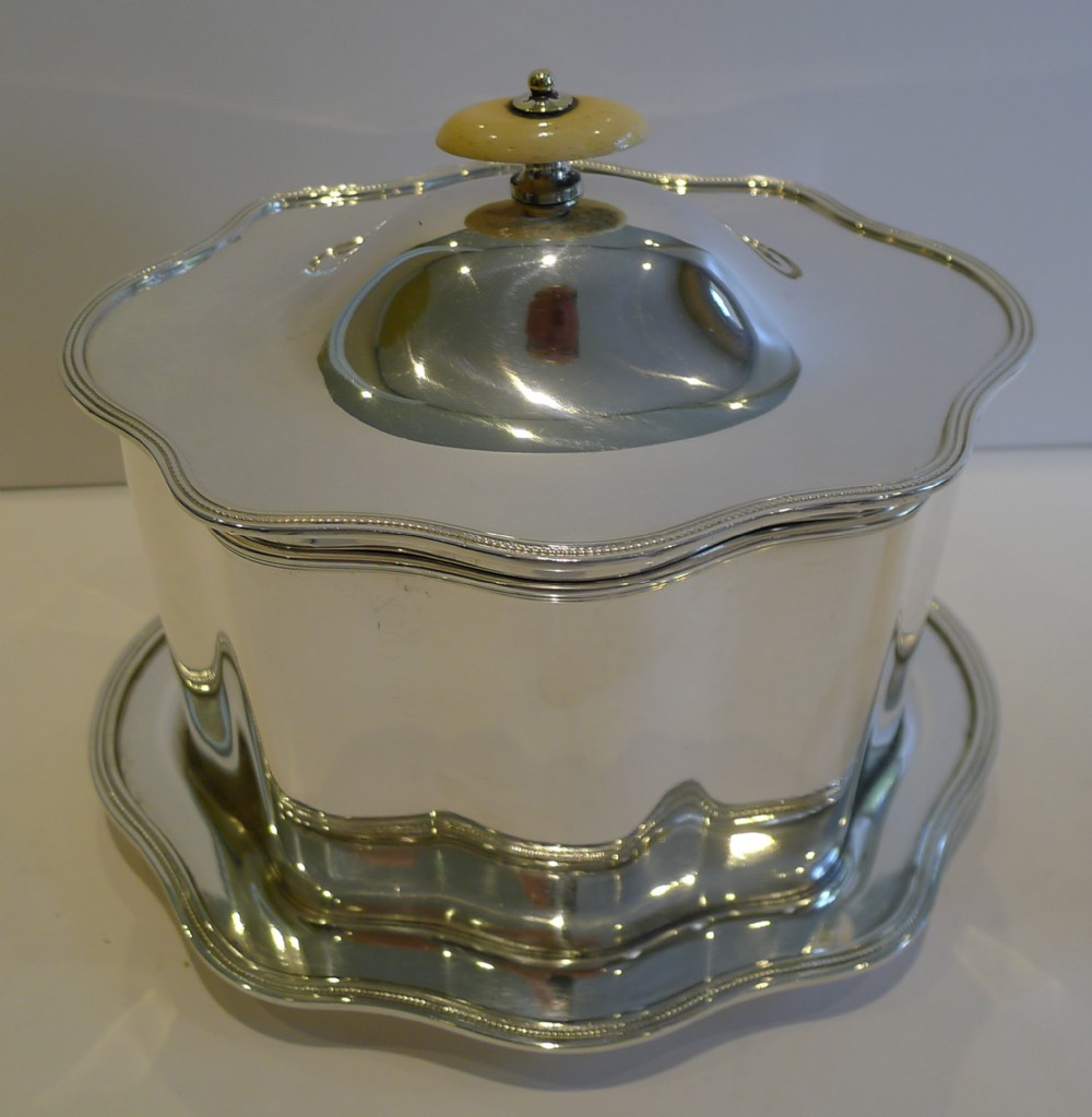 Antique English Silver Plated Biscuit Box by Harrods, London, c.1880