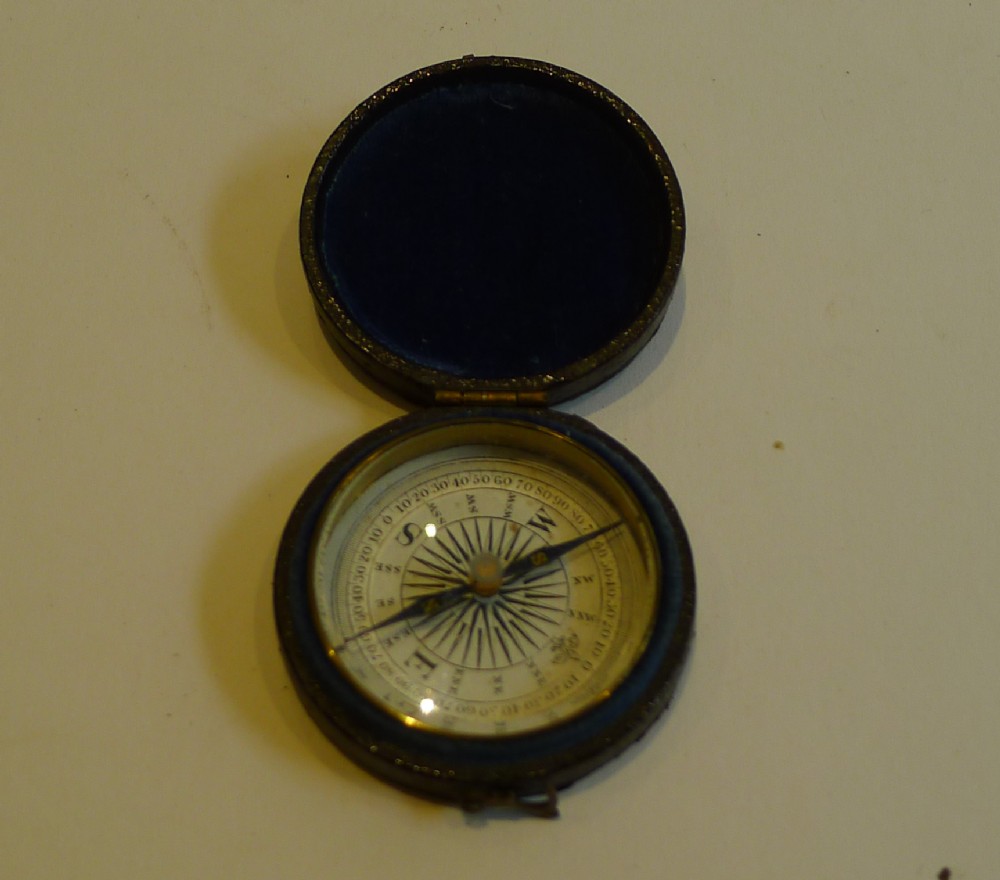 Antique English Pocket Compass in Brass Case c.1860