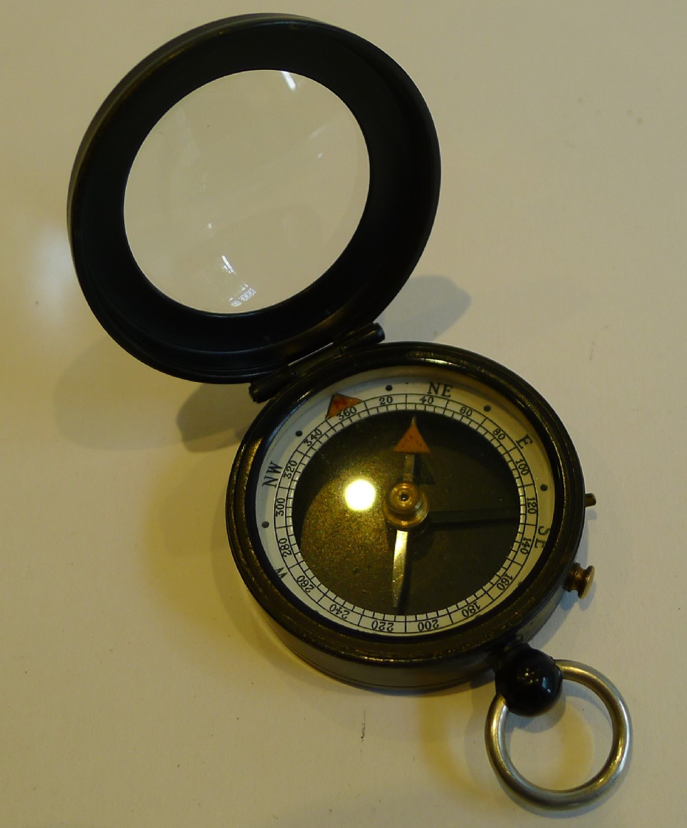 Rare Antique Negretti & Zambra Compass c. 1910 - Magnifying Glass