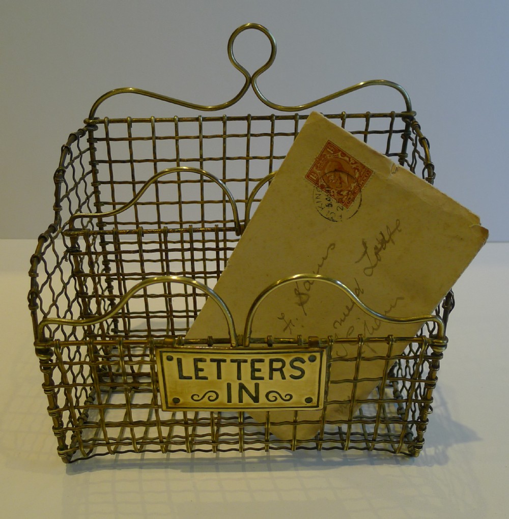 Victorian English Brass Mesh Letters Box or Caddy c.1880