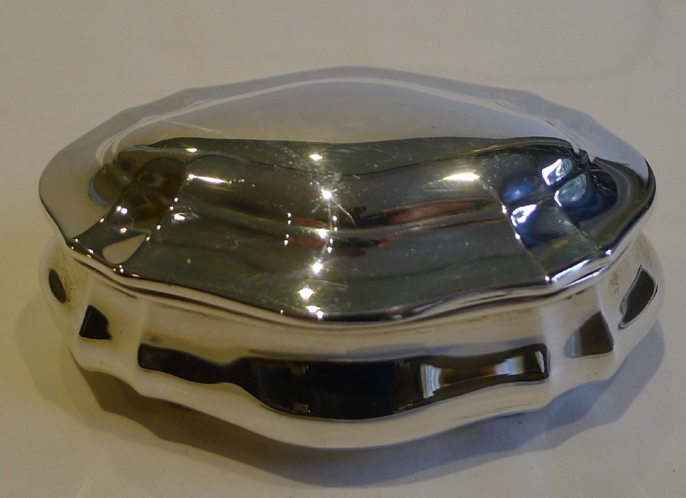 Large Antique English Sterling Silver Pill Box - Chester 1898