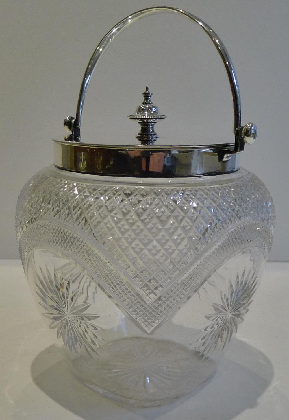 Fabulous Top Quality Cut Crystal & Silver Plated Biscuit Box by James Dixon c.1900