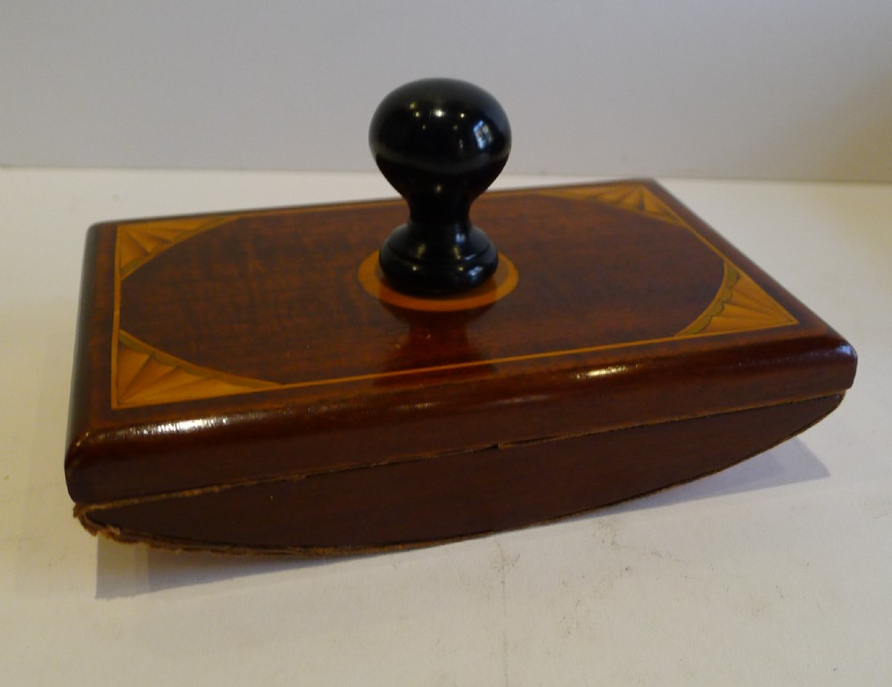Smart Antique English Inlaid Mahogany Rocking Blotter c.1900