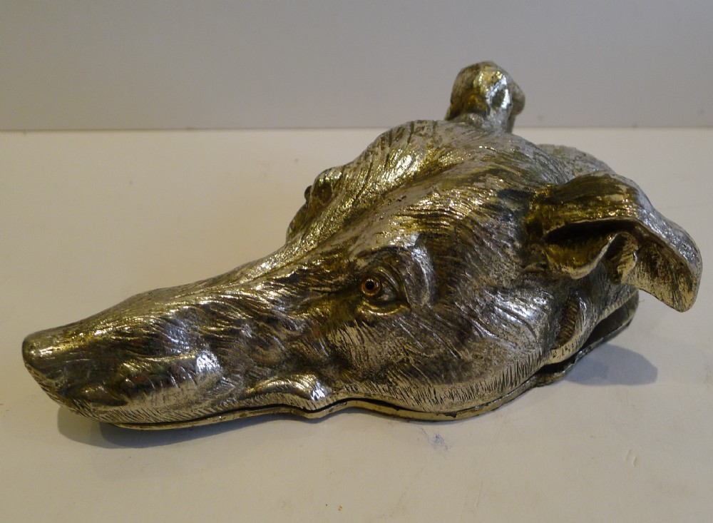 Stunning Large Antique English Figural Desk Clip - Dog - Greyhound
