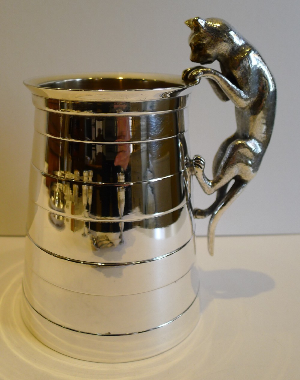 Rare Antique English Novelty Figural Tankard - Cat, Reg. For 1875