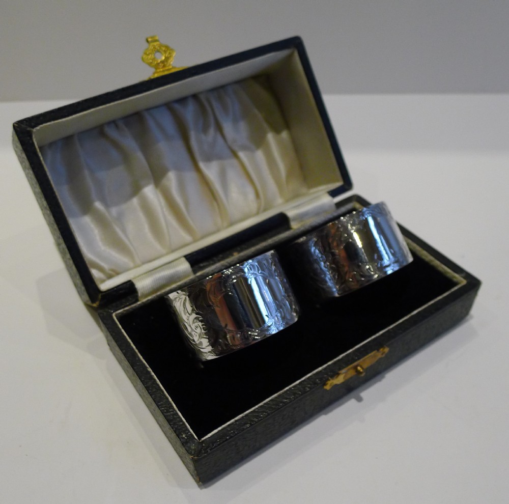 Pair English Sterling Silver Napkin Rings - 1929