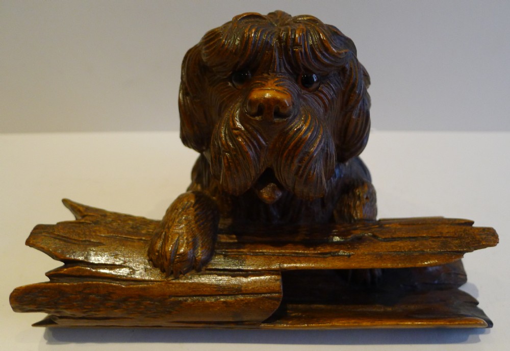 Charming Antique Black Forest Figural (Dog) Inkwell c.1890