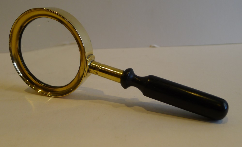 Antique English Brass & Ebony Magnifying Glass c.1880