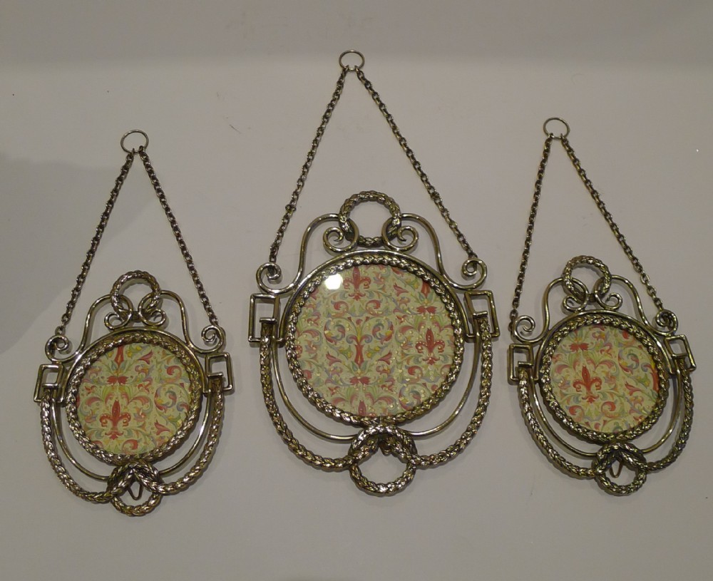 Superb Set Three Antique French Brass Photograph Frames c.1880