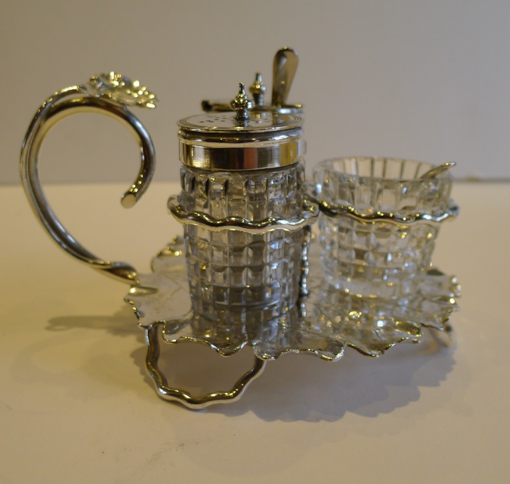 Charming Antique Leaf Shaped Cruet by Hukin & Heath c.1900