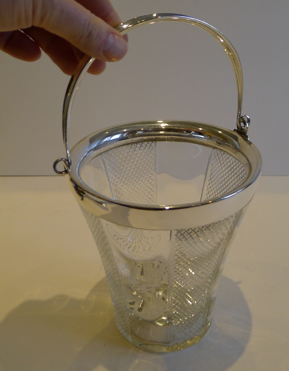 Antique English Glass & Silver Plate Ice Bucket by John Grinsell c.1900
