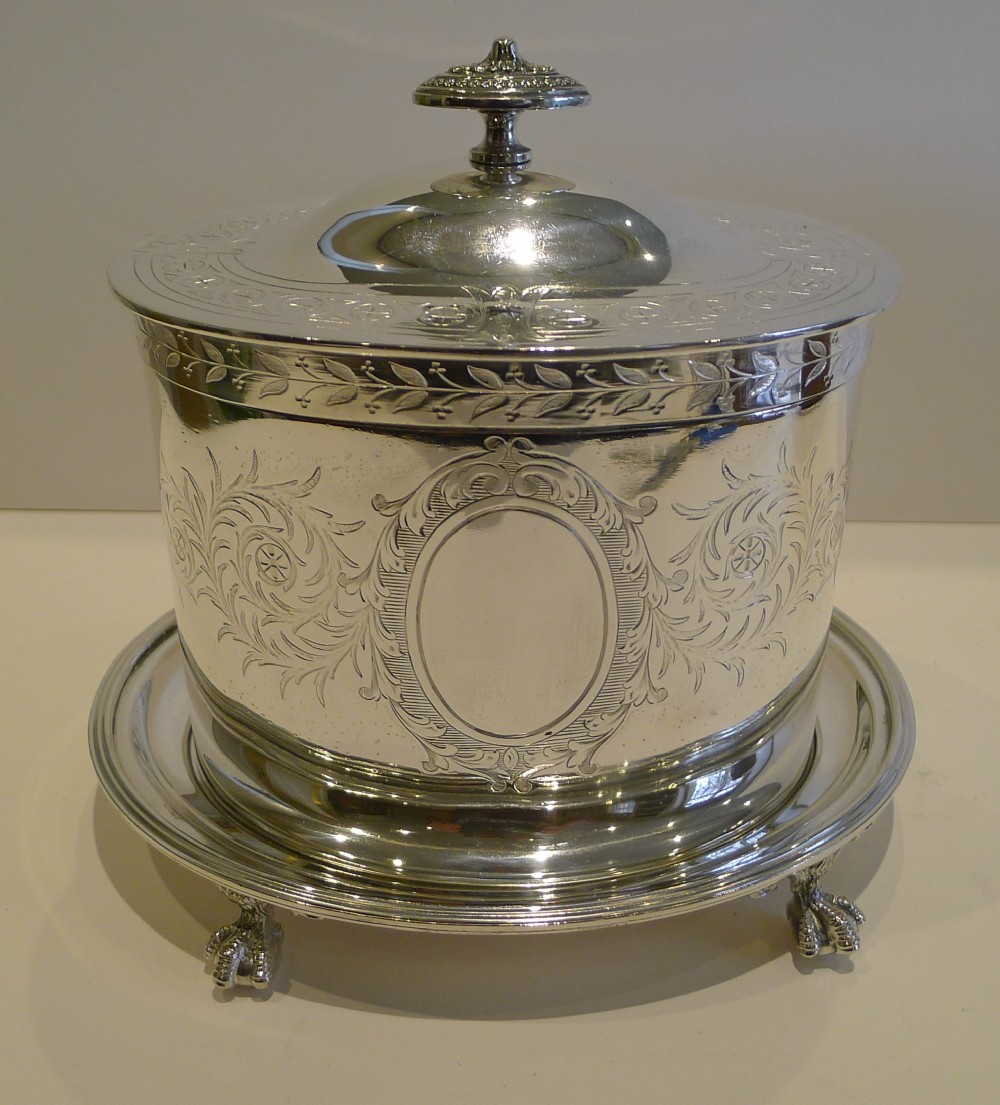 Stunning Antique English Silver Plated Biscuit Box c.1860
