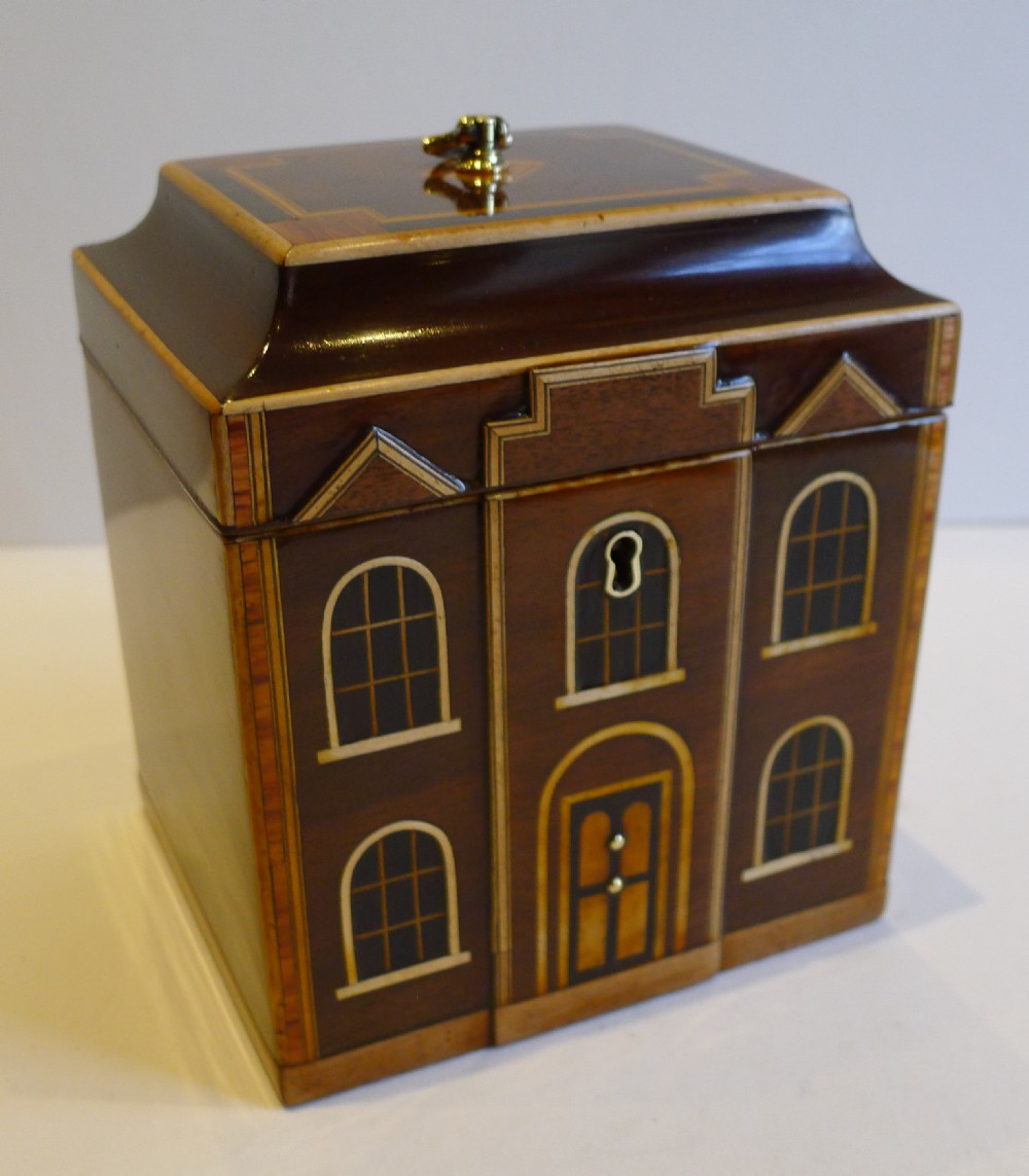 Rare English George III Architectural House Tea Caddy c.1780