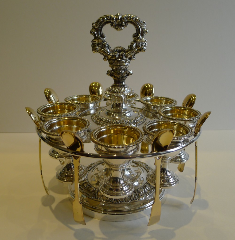 Grand Georgian Old Sheffield Plate Egg Cruet for Eight c.1820