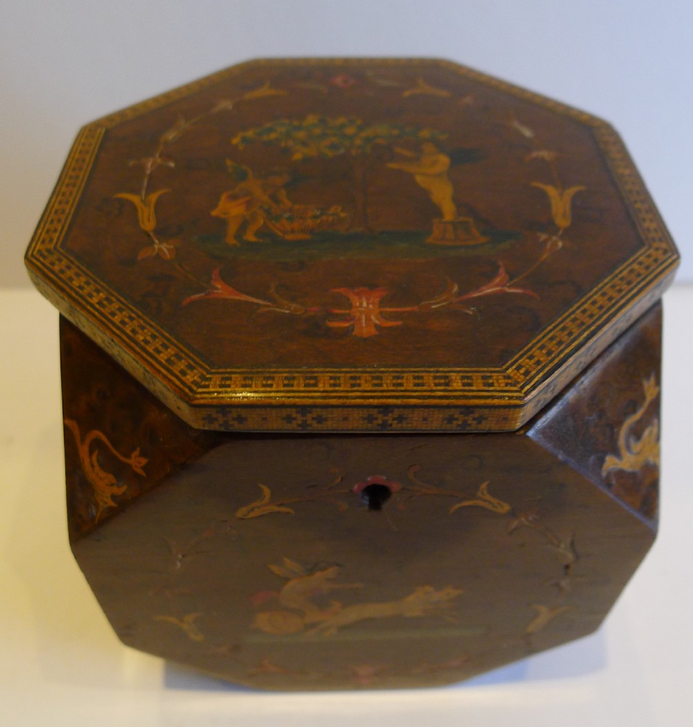 Charming & Unusual Antique Italian Sorrento Tea Caddy c.1880