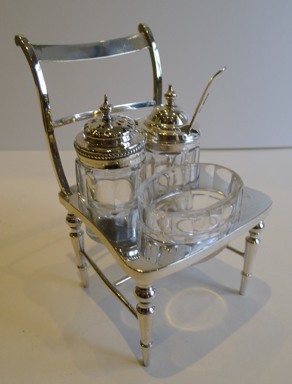 Rare Antique English Novelty Cruet In Silver Plate - Registered For 1877