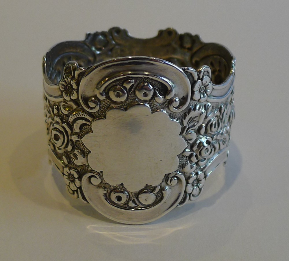 Stunning Antique English Sterling Silver Napkin Ring - 1895