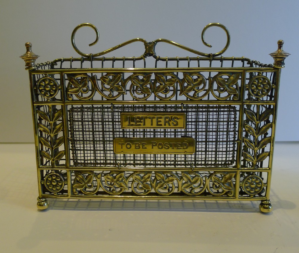 Handsome Antique English Brass Mesh Letter Rack by William Tonk c.1885