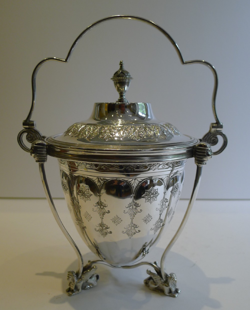 Scarce Antique English Silver Plated Biscuit Box or Barrel c.1880