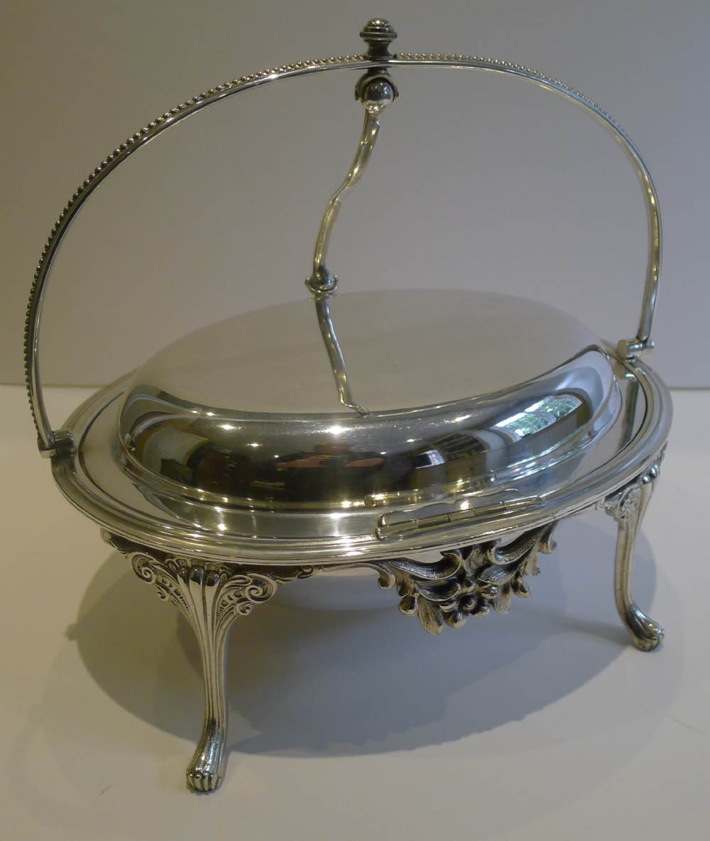 Fabulous and Unusual Antique English Automated Silver Plated Breakfast Dish by John Round c.1880