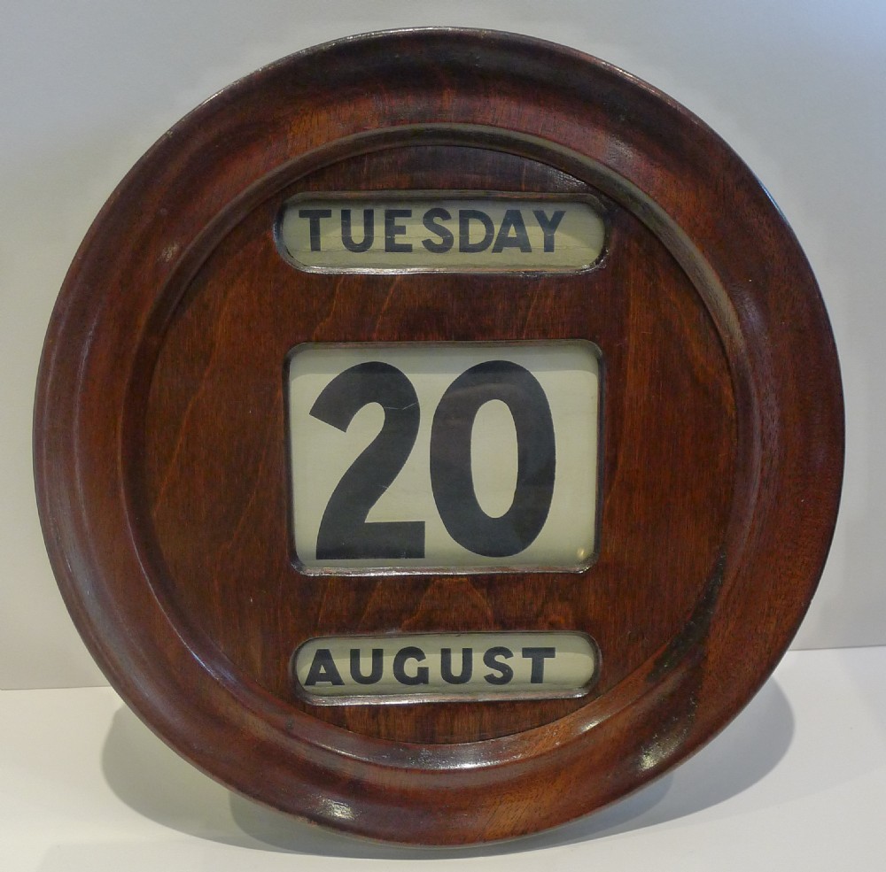 Large Antique English Mahogany Wall Hanging Perpetual Calendar c.1900