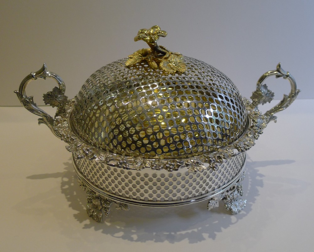 Magnificent and Unusual Antique English Silver Plated Covered Fruit Dish c.1890