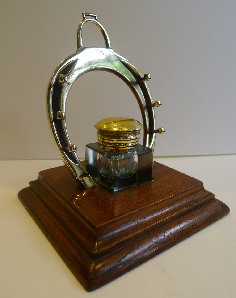 Antique English Equestrian Inkwell and Pen Stand c.1890