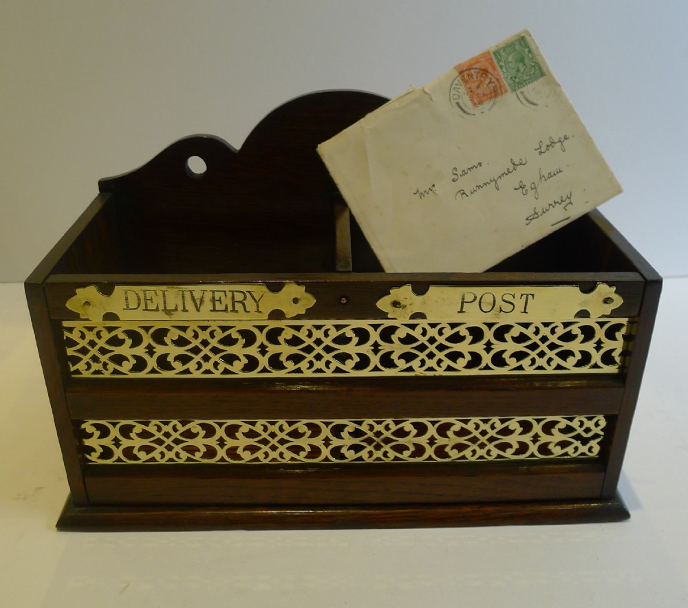Antique English Polished Oak & Brass 