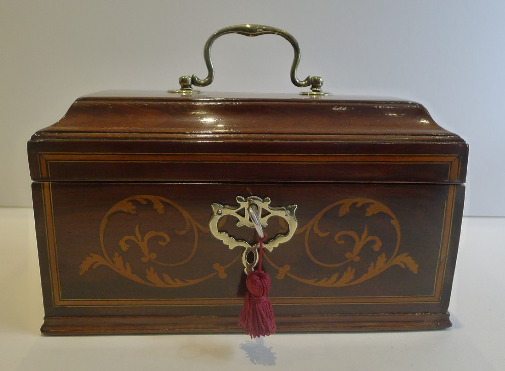 Antique English Inlaid Mahogany Tea Caddy c.1790