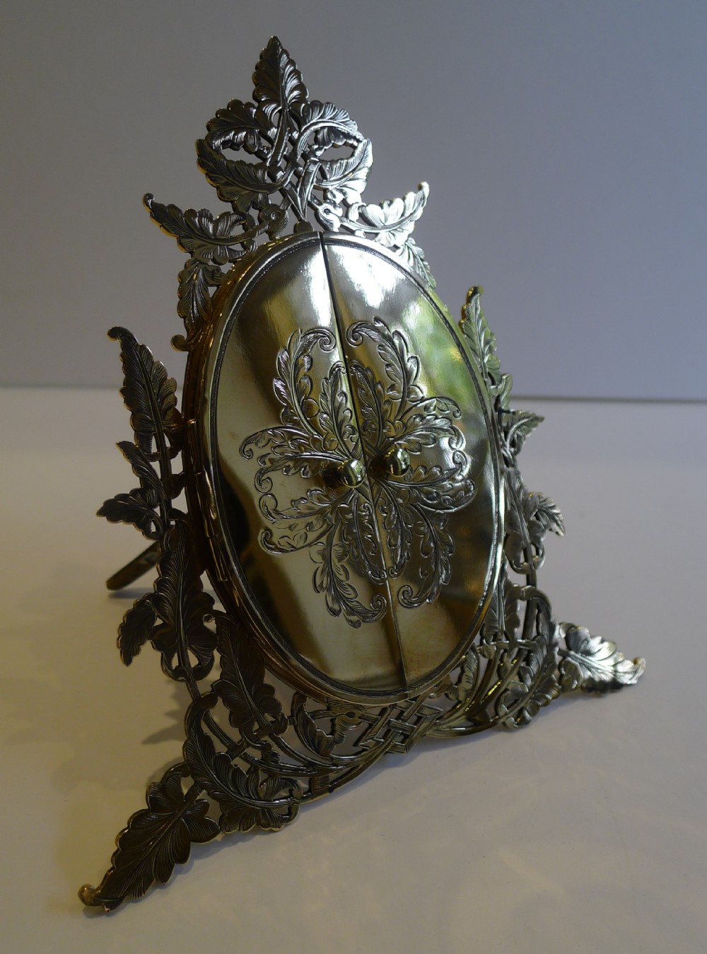 Antique English Polished Bronze Photograph Frame - Ferns c.1870