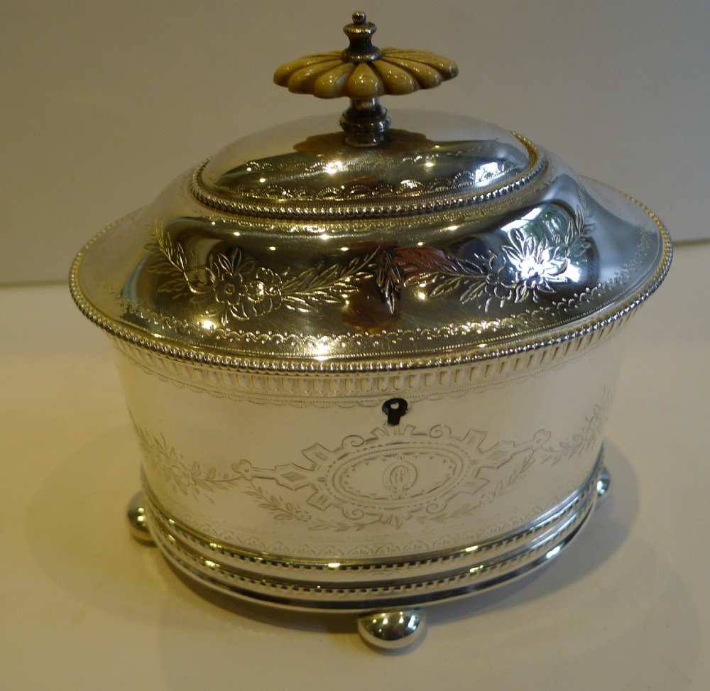 Magnificent Antique English Silver Plated Tea Caddy c.1880