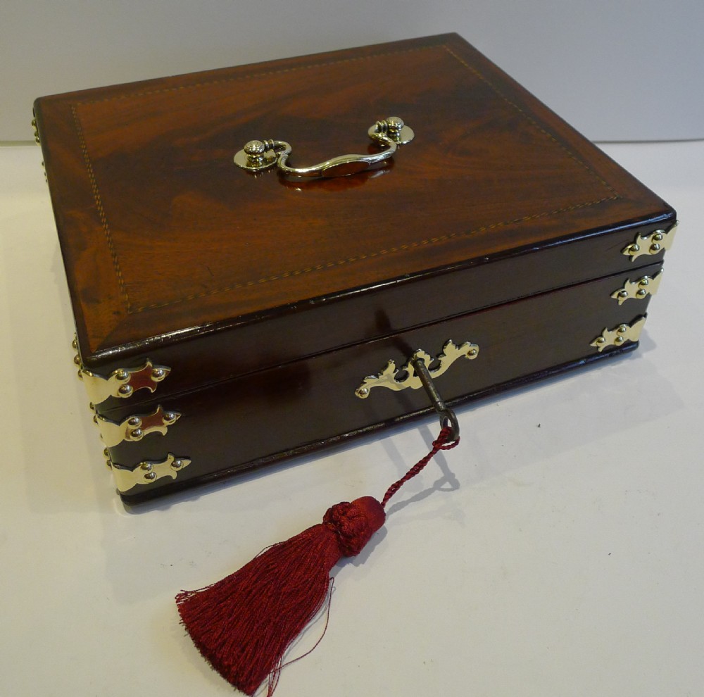 English Sheraton Period Jewellery Box With Secret Drawer c.1790